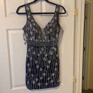iNtrigue Prom Dress Size 2 Navy Blue with Sequins